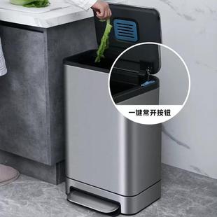 号厨商用不锈钢大脚踩垃圾降桶 静音缓双层带房内筒办公大堂7115