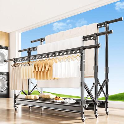 0302-45L铝合金被晾架衣架室内落地升折叠降伸缩晒衣家用户外防风