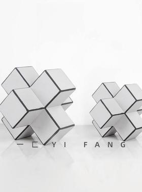 一匚轻奢样叉板SNH间毛皮杨桃摆件售楼处书房马十字交革镇纸软装