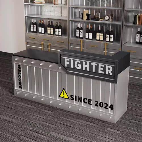 工业风酒吧吧台收银柜台集装箱奶茶店咖啡厅商用创意转角前台接待