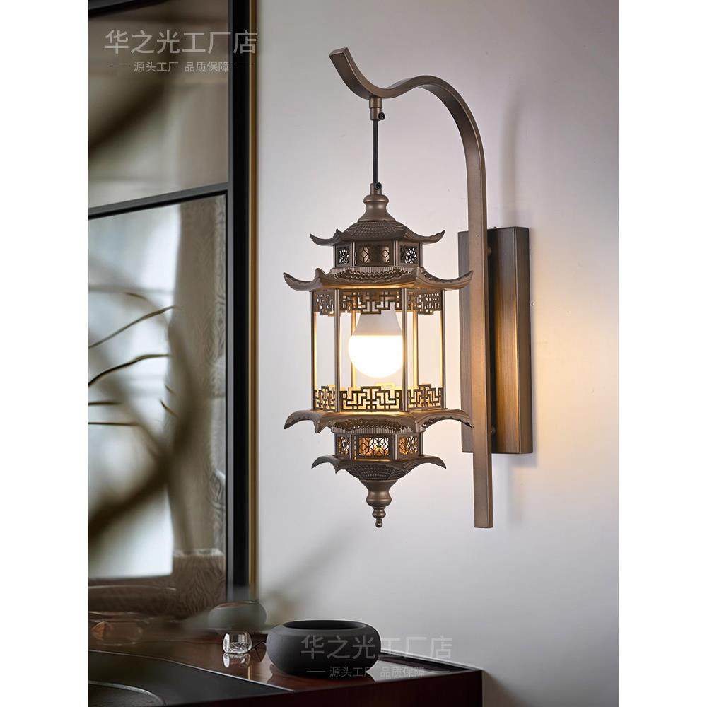 宋式美学壁灯凉亭古建筑过道走廊茶室书房禅意餐厅客厅卧室背景墙