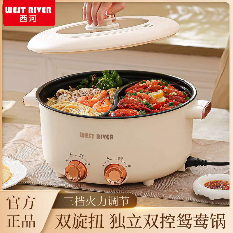 德国鸳鸯锅电火锅锅宿舍电热火锅家用大容量多功能一体电煮锅电锅