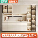 轻奢岩板餐边柜一体靠墙实木家用酒柜现代简约厨房定制储物柜高柜