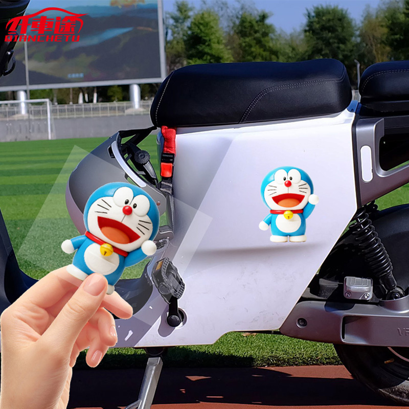 哆啦A梦电动摩托贴纸个性创意车门车身划痕遮挡汽车装饰防水 车贴