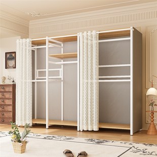 一体衣帽间钢架金属衣柜开放式 衣柜卧室家用简易组装 组合金属框架