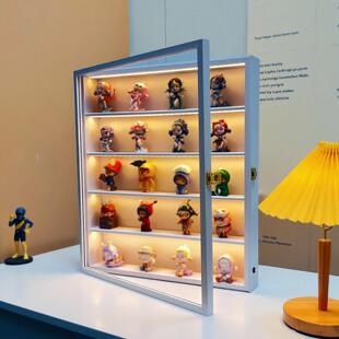 手办盲盒展示架带门收纳柜玄关壁挂墙适用泡泡玛特玩偶置物架