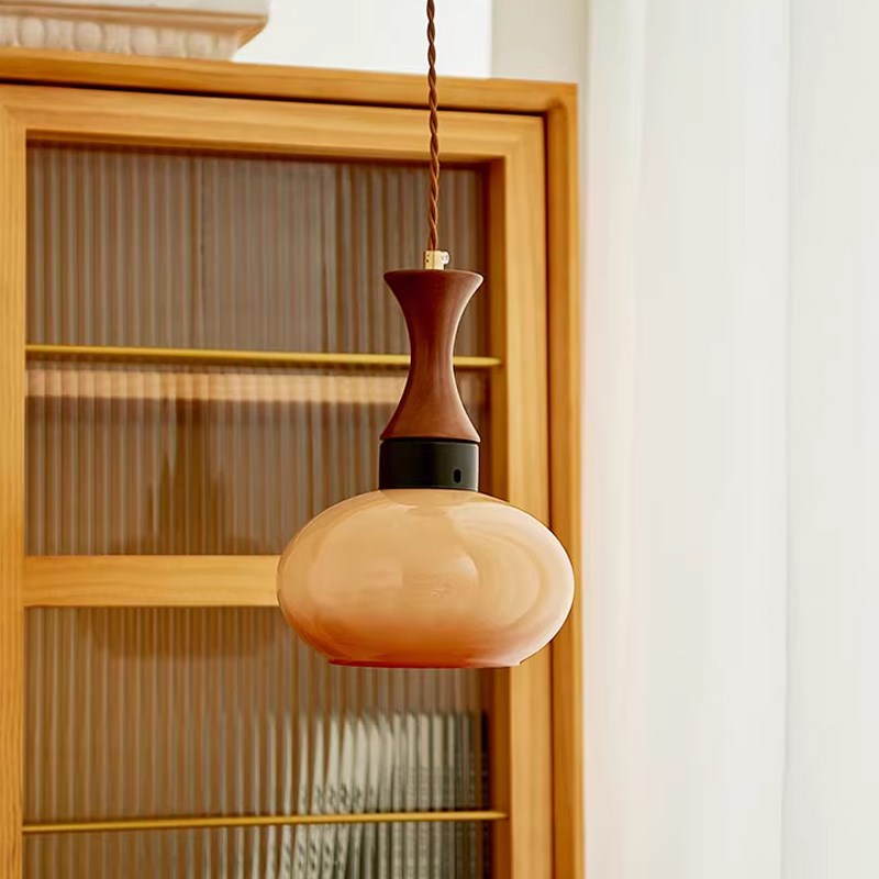 中古法式包豪斯实木客厅吊灯奶油风北欧复古餐厅卧室书房床头吊灯