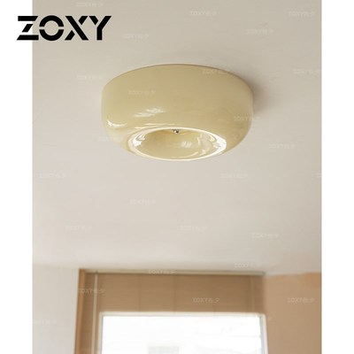 zoxy佐夕中古法式奶油吸顶灯包豪斯卧室灯房间过道玄关复古玻璃灯