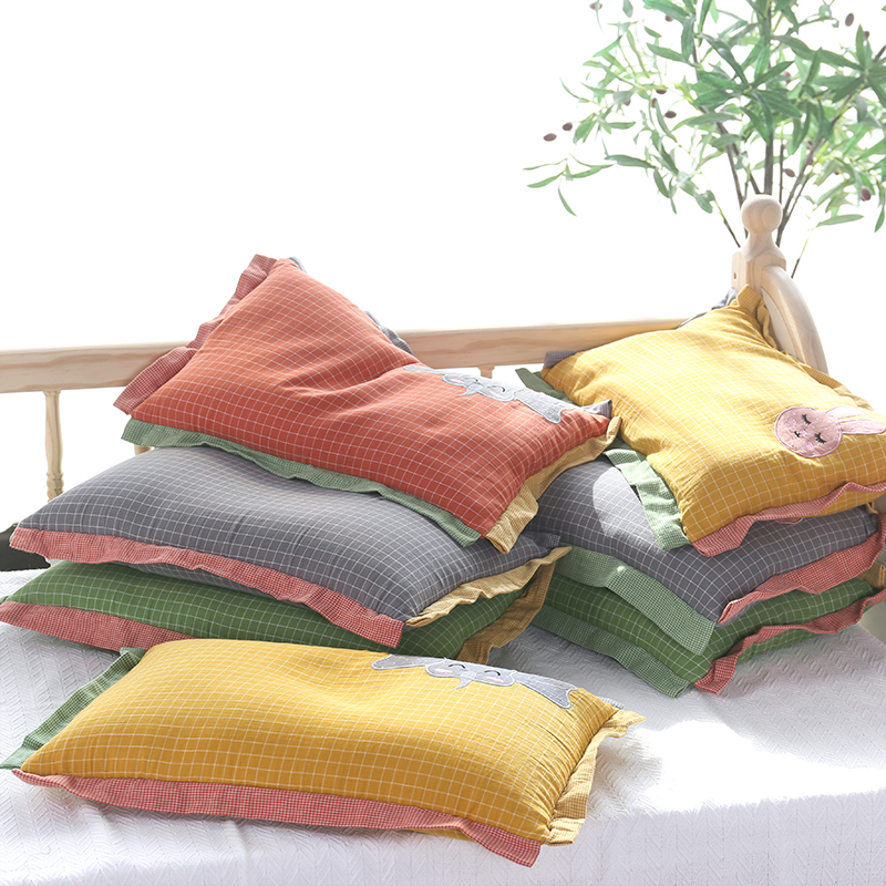 纯棉纱布枕套一条装四季通用中号儿童多用苦荞麦柔软亲肤护颈枕头