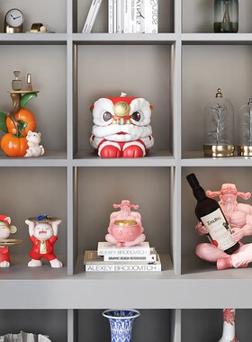 招财猫桌面摆件酒柜装饰品套装财神爷客厅电视柜玄关开业乔迁礼物