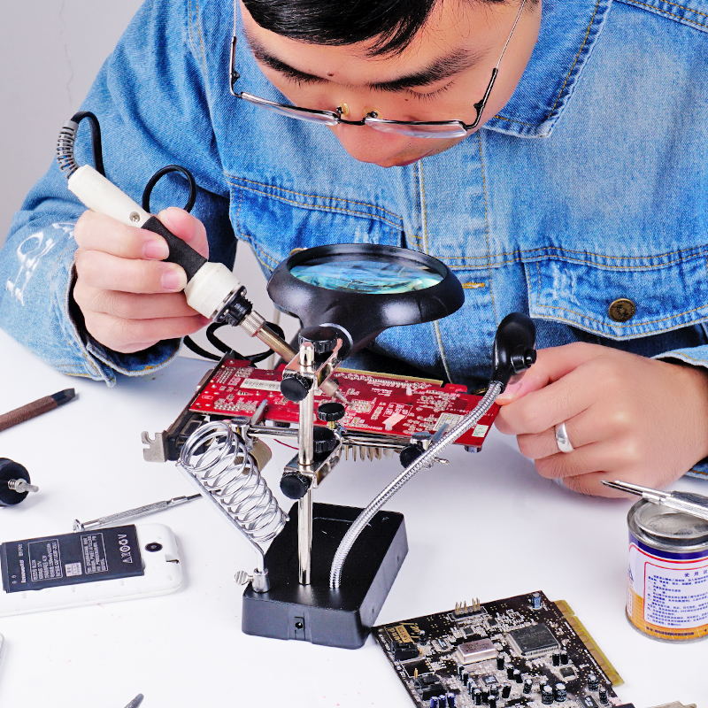 放大镜手机维修专用焊接电路板尾插10倍高清带灯修理工具台放大器