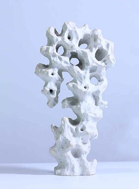 新中式陶瓷太湖石禅意摆件 文房四宝手工假山博古架玄关茶室装饰