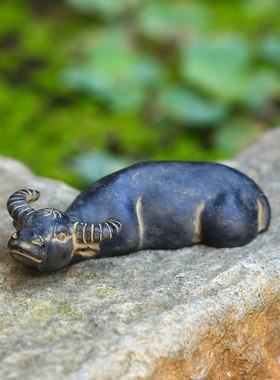 微景观盆景小动物水牛鱼缸盆景装饰品茶宠小摆件流水喷泉搭配造景
