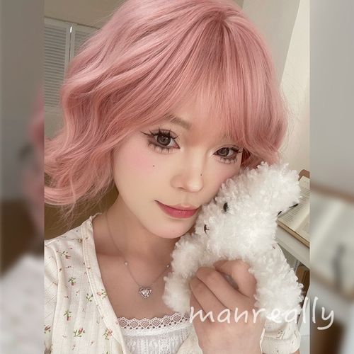 漫真假发女初恋少女粉短卷发波波头蓬松可爱甜美逼真整顶假发套