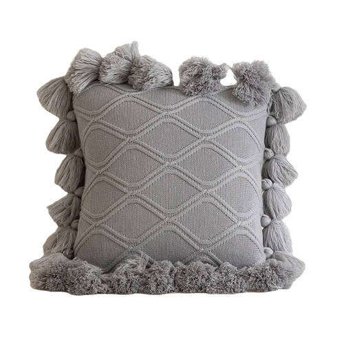 北欧针织流苏抱枕套沙发靠垫办公室客厅卧室靠枕午睡定制靠背枕头