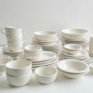 ins风简约乳白陶瓷盘子家用菜碟西餐牛排意面盘子沙拉甜品碗餐具