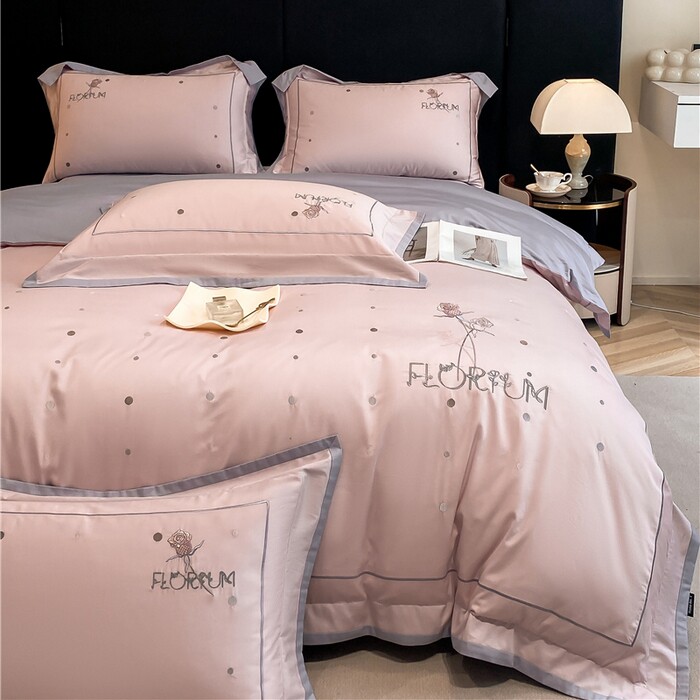 A类母婴级新疆长绒棉刺绣四件套全棉纯棉绣花高端套件四季轻奢