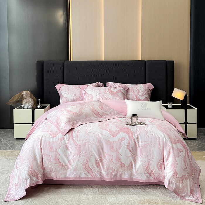 纯棉数码印花长绒棉四件套100%全棉套件现代简约风被套床单款床笠