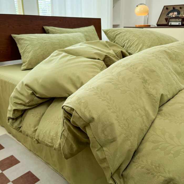 亲肤舒适全棉纯棉提花四件套简约现代风床品套件被套床单枕套被罩