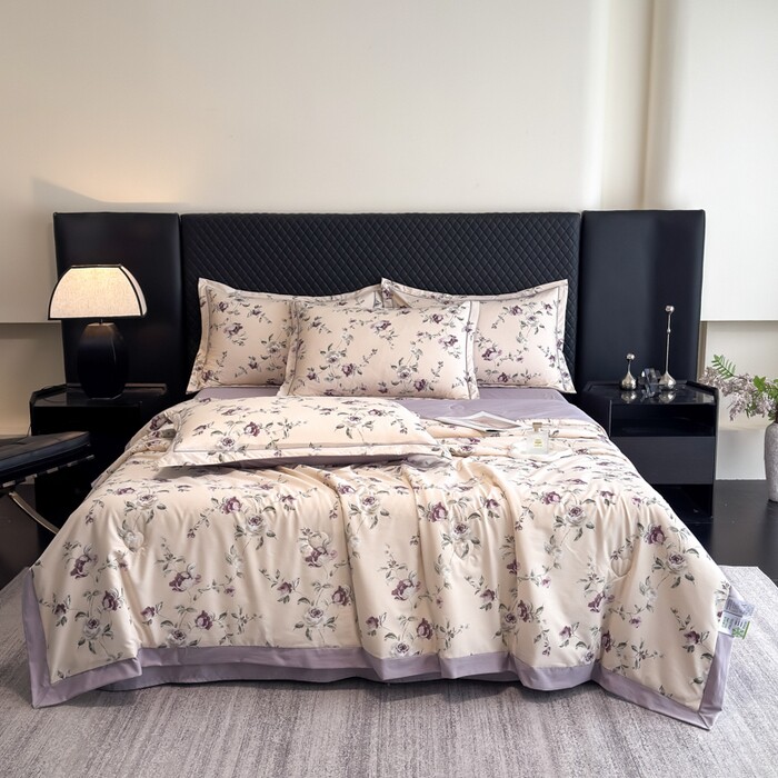 拼角轻奢冰丝凉感夏被四件套夏天夏季空调被夏凉被床单式床品套件