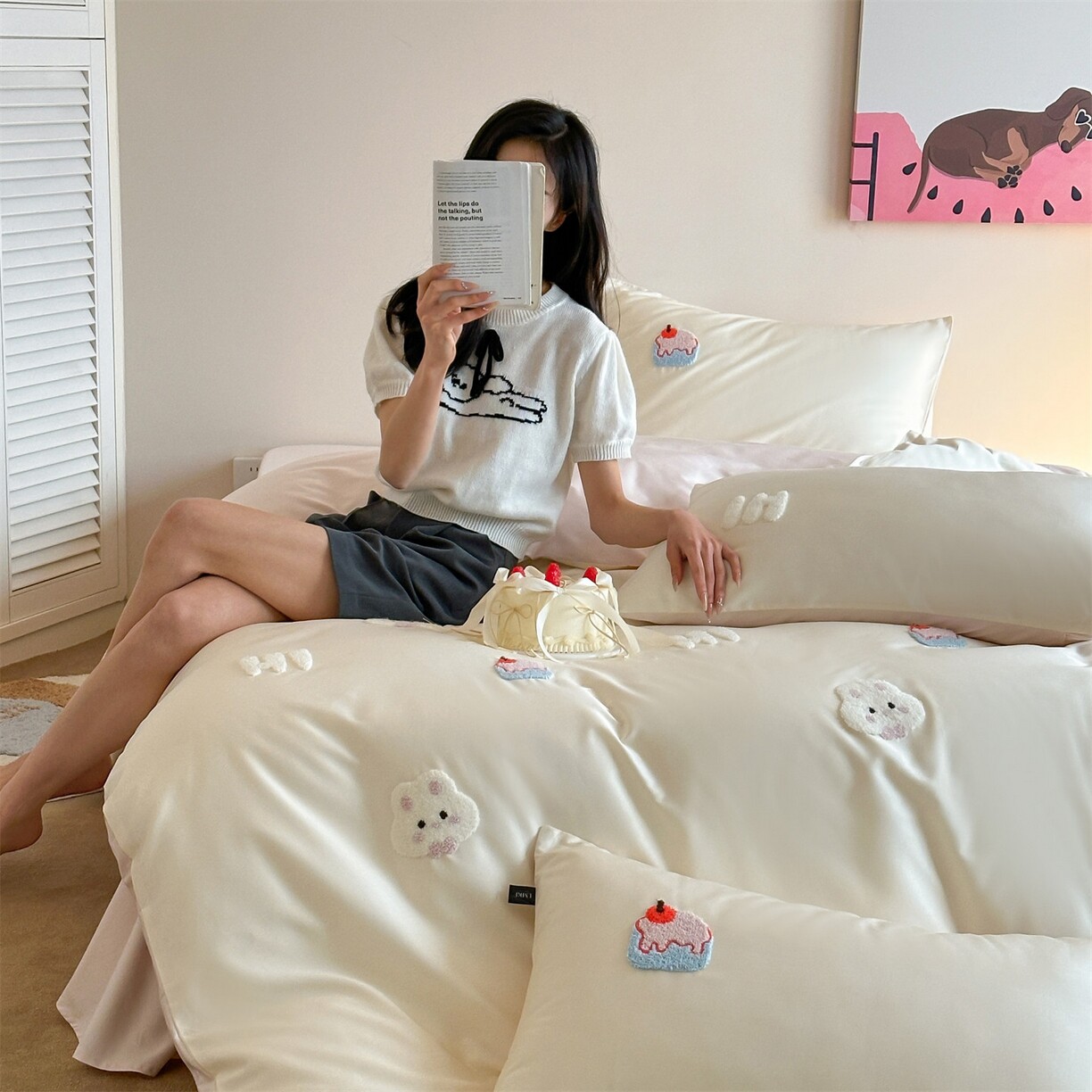 新款100S长绒棉毛巾绣系列四件套礼盒装全棉卡通刺绣简约床品套件