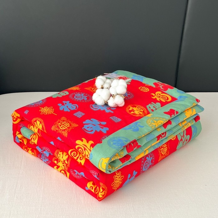 A类亲肤百福被棉花被夏凉被空调被结婚房红色夏被可机洗送人送礼