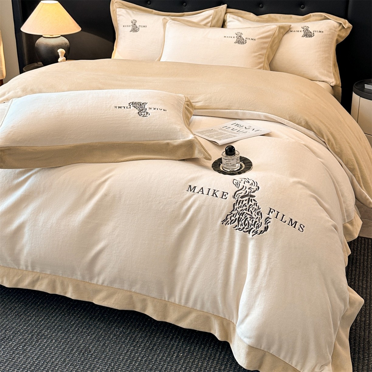 A类牛奶绒加厚卡通刺绣四件套轻奢简约床单被套床品秋冬加厚保暖,床上用品,床品套件/四件套/多件套,淘宝优惠券,粉丝福利购,淘宝优惠卷