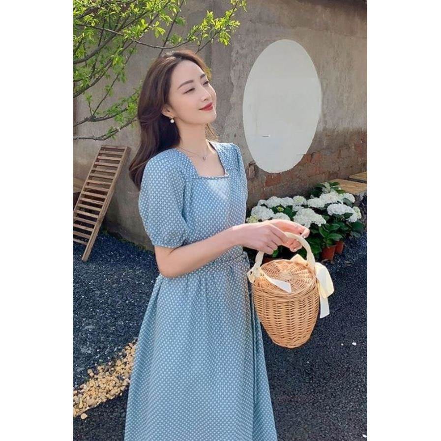 方领显瘦系带清新连衣裙女2026年夏装新款韩版休闲小众设计感裙子