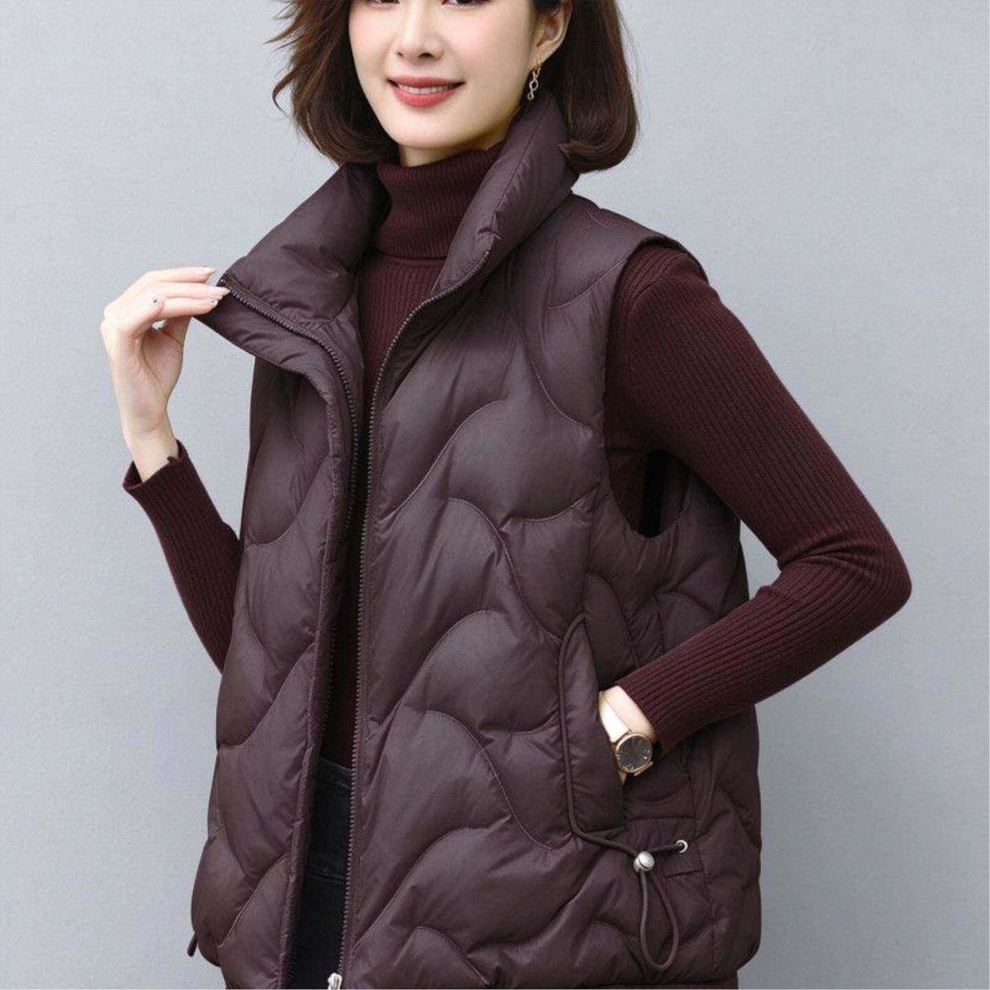 妈妈装棉服马甲女立领短款无袖百搭宽松外穿坎肩马夹上衣