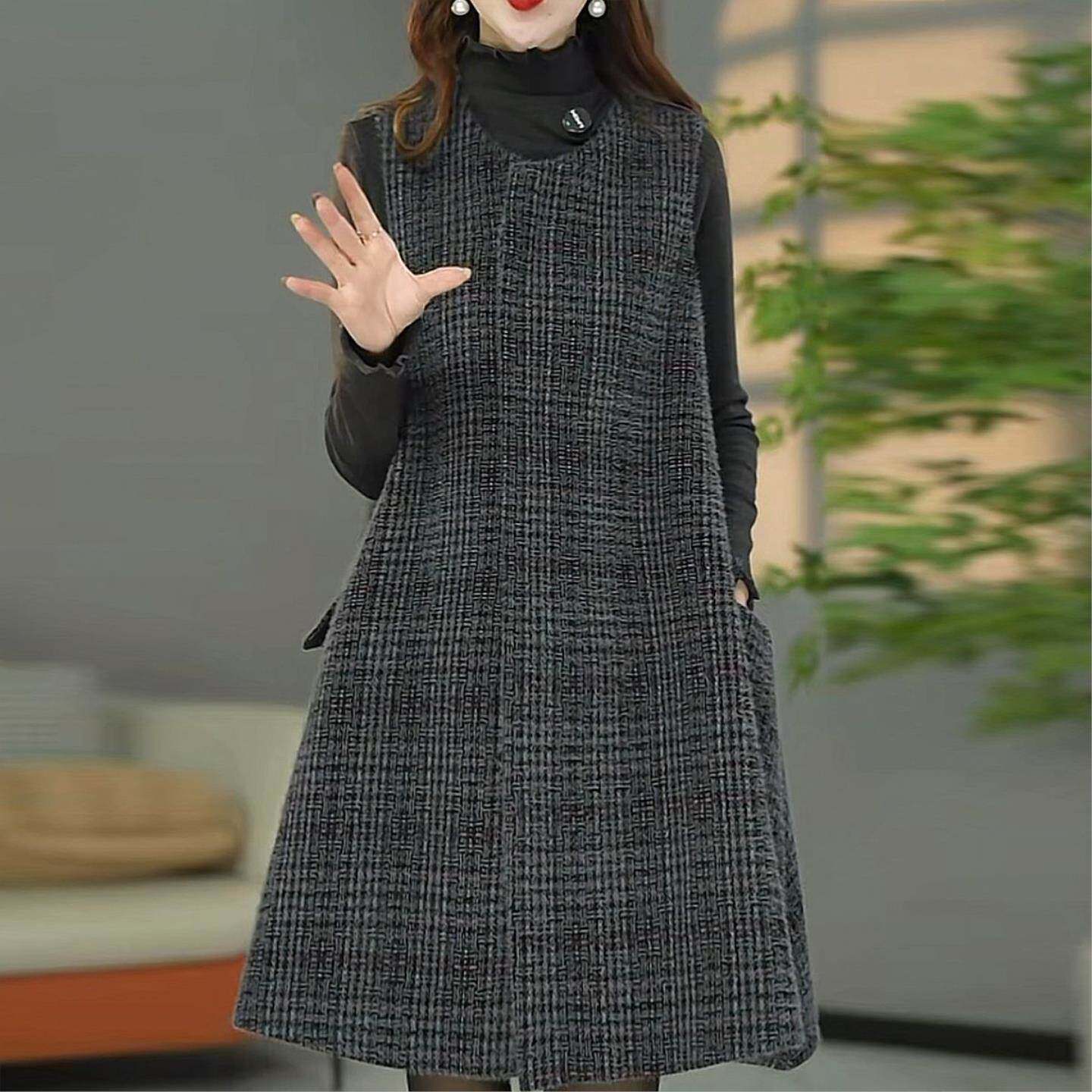 轻奢贵妃绒拉毛马甲裙大码遮肉宽松保暖外穿打底春夏新