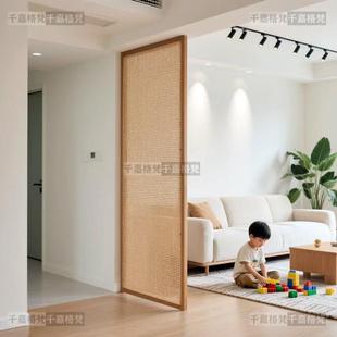 实木屏风藤编隔断客厅办公室遮挡酒店可折叠简约移动折屏 北欧日式