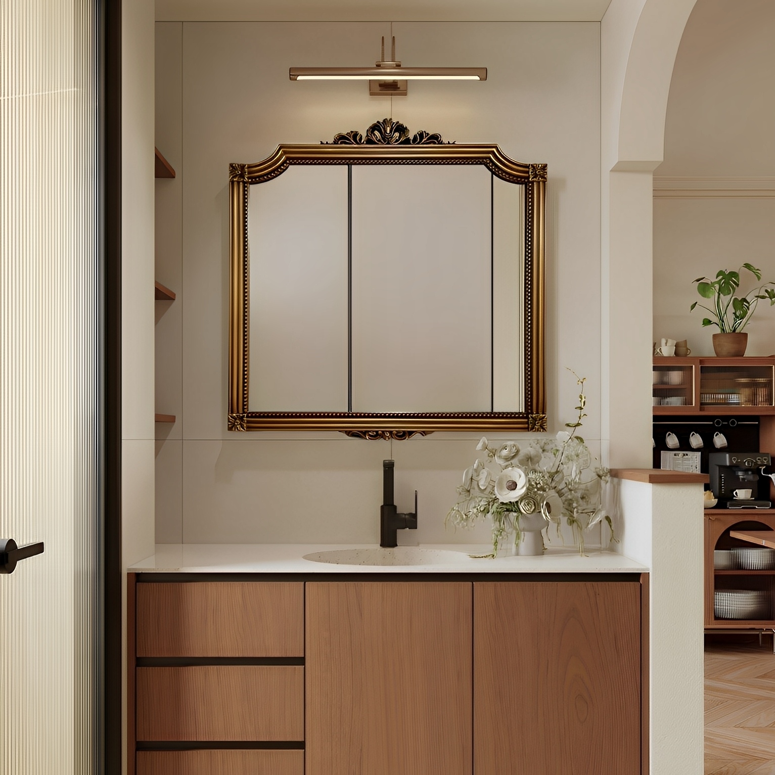 卫生间浴室镜壁挂式复古化妆镜