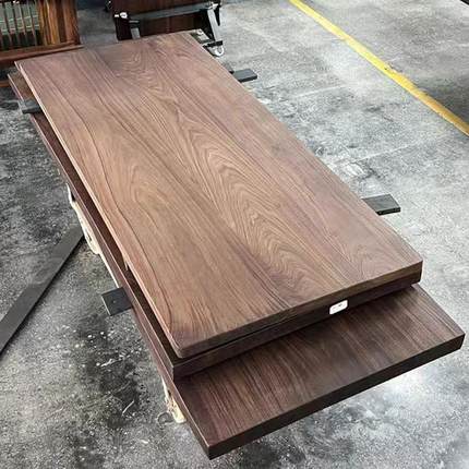 南北美黑胡桃木大板实木吧台桌长方形茶桌餐桌书桌电脑桌异形定制