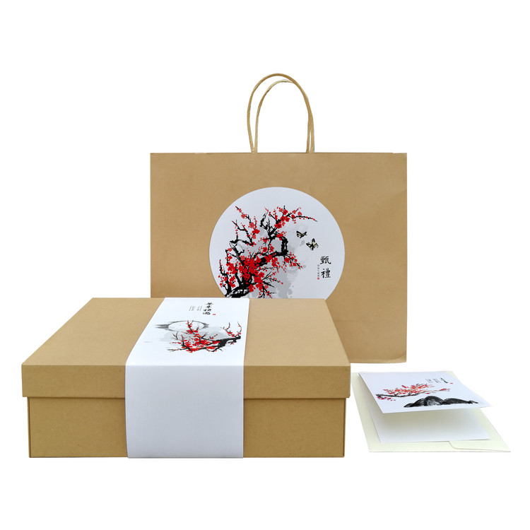 nq41超大中式水墨风简约高级感牛皮纸天地盖通用礼盒包装纸盒定制