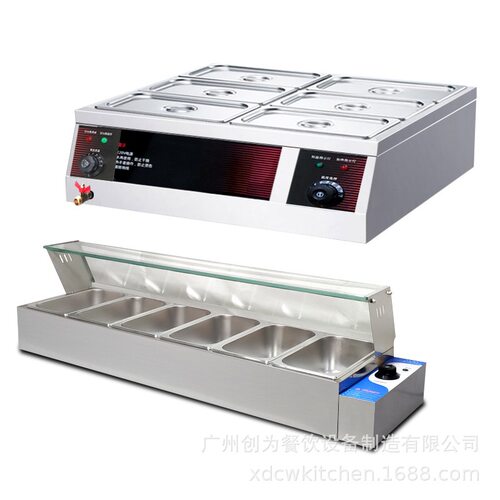 不锈钢快餐保温台商用2格自助餐台式电保温汤池食堂打菜台售饭台