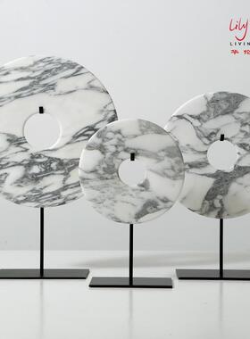 简约创意玉璧新中式摆件饰品家居摆设现代玄关超值软装搭配样板房