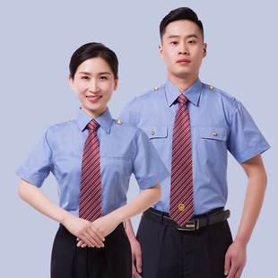 2025年铁路制服女短袖男衬衫蓝色工服女款长袖蓝色衬衫工作服制服