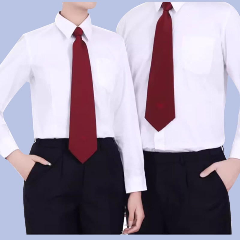 书写工作服衬衫长袖白色衬衣裤子男女夏裤春秋裤套装记录工作现货