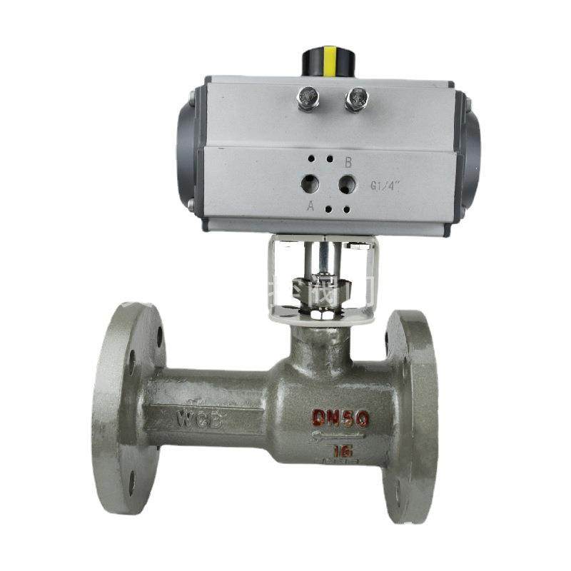 气动高温法兰球阀Q641M-16气动铸钢一体式高温法兰球阀