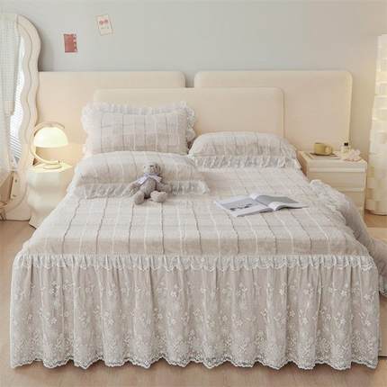 韩式ZTX2023\牛奶绒床裙床罩单件兔兔绒加绒丝单花床床围边裙床蕾