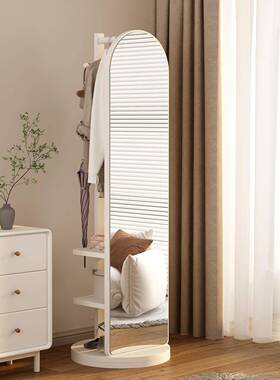 转全身镜地镜家用卧落室全身镜旋可衣挂帽架72348一体置物架大全