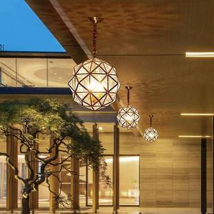 室外门庭约全铜吊灯房户外水别墅阳台灯简阳光入户门厅楼梯防吊灯