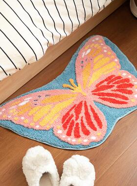 一垫拾一 室床边家用蝴蝶地毯客厅茶几毯可机洗防滑卧加FM1232A厚