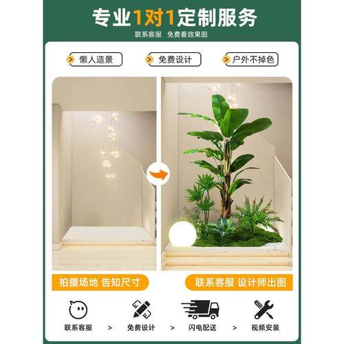 内彷ZJA-LY真绿植南天竹室造景景组合盆大型彷生高级感装饰摆件落