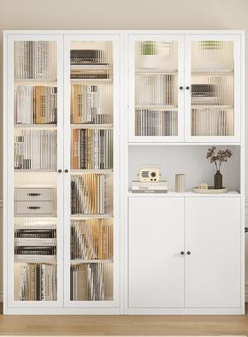 钢制书柜带门防家用物架落地客厅置铁艺铁书架儿尘21818童储物展