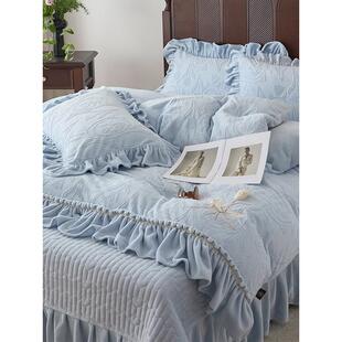 秋冬保暖雕花牛奶绒绒四床盖款件套202511013\/4加厚夹棉床单裙双