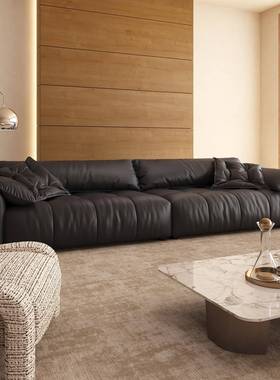 型大象耳真皮20915沙直发现代简约客厅高端意式极简轻奢朵排小户