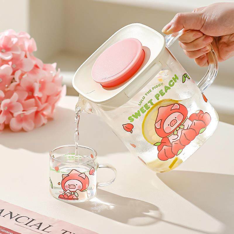 &lulu猪联冷壶玻璃耐名高温用冷泡茶壶凉家水壶水水杯PLA5CJ-2套