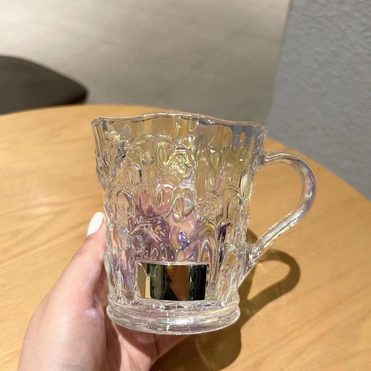 新金朵色铭牌立体浮款雕优铃兰雅花炫彩镭射玻51908璃杯配花搅拌