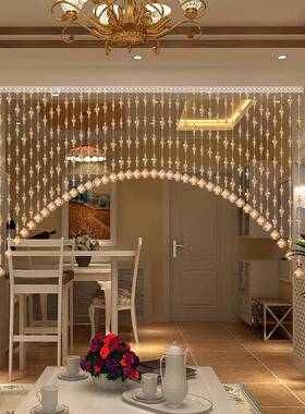 室水晶珠帘妆化门帘饰挂帘隔断窗装玄关屏风客厅卧室吊帘子K1005